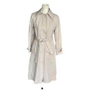 Donnybrook Beige Trench Coat Button Closure Belted Waist Vintage Classic 8 READ